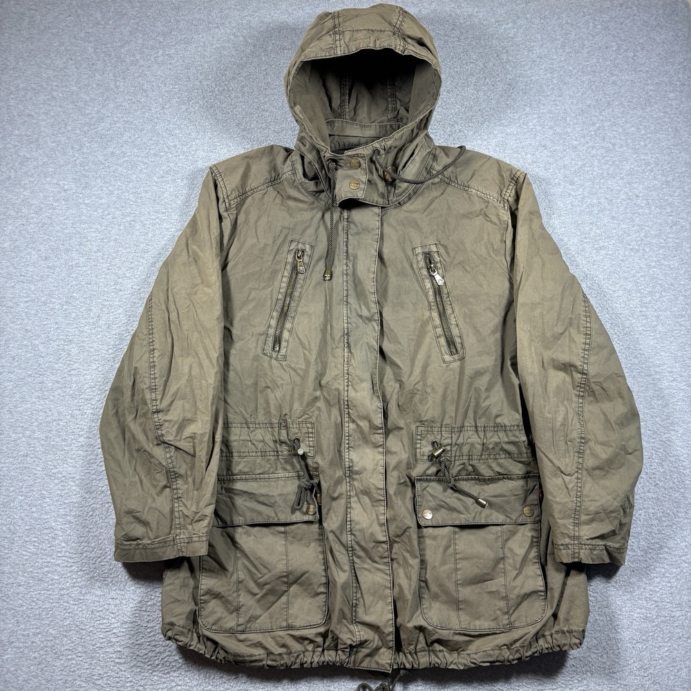 Levi's Mens Military Utility Field Jacket Parka Hooded Cinch Olive Green 2XL